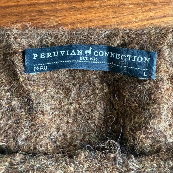 Peruvian Connection Brown V-neck Alpaca Sweater Large - Picture 9 of 13